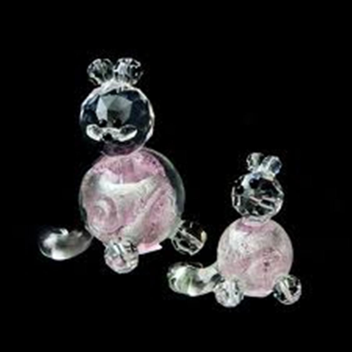 Animali - Gattini in vetro soff. rosa - Muqno